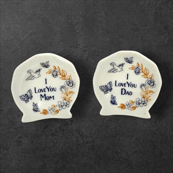 Vintage Fairway Japan Mom & Dad Bud Vases Pair I Love You Gift Holiday Present - Picture 1 of 7